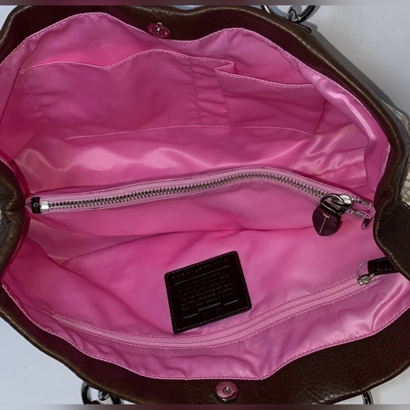 🏖️ Coach Penelope Op Art Brown & Cream Leather & Coated Canvas - Picture 4 of 13